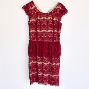 Anthropologie Burgundy Lace Dress-Maeve